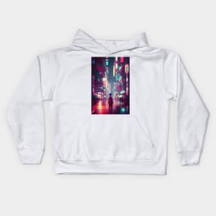 Boy Tokyo Neon Anime Japan Rainy Night Street Vibes <3 Kids Hoodie